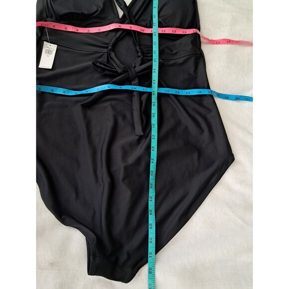 Old Navy One Piece Swimsuit Swim Black Tie Back Padded High Waist Size XXL NWT - Picture 6 of 9